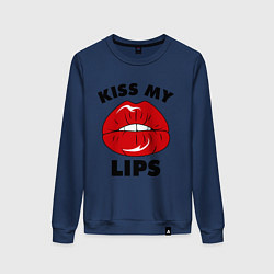 Свитшот хлопковый женский Kiss my Lips, цвет: тёмно-синий