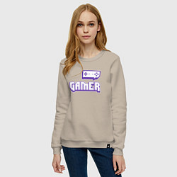 Свитшот хлопковый женский Twitch Gamer, цвет: миндальный — фото 2