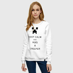 Свитшот хлопковый женский Keep Calm & Hug A Creeper, цвет: белый — фото 2