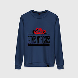Свитшот хлопковый женский Guns n Roses: rose, цвет: тёмно-синий