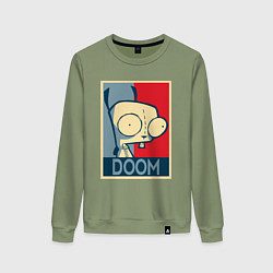Свитшот хлопковый женский Doom Zim, цвет: авокадо
