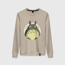 Свитшот хлопковый женский Тоторо удивленный, цвет: миндальный