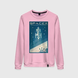Свитшот хлопковый женский SpaceX: Space Ship, цвет: светло-розовый