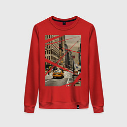 Свитшот хлопковый женский NY Taxi, цвет: красный