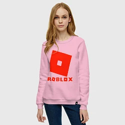 Свитшот хлопковый женский Roblox Logo, цвет: светло-розовый — фото 2