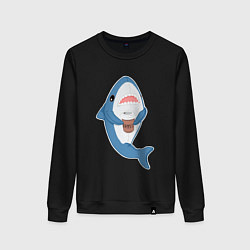 Свитшот хлопковый женский Hype Shark, цвет: черный