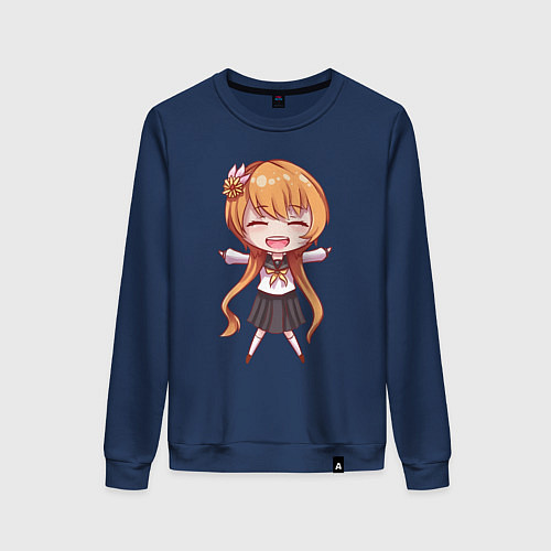 Женский свитшот Милая аниме девочка / Тёмно-синий – фото 1