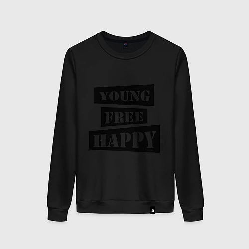 Женский свитшот Young free happy / Черный – фото 1