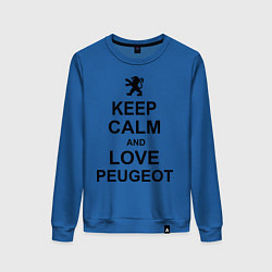 Свитшот хлопковый женский Keep Calm & Love Peugeot, цвет: синий