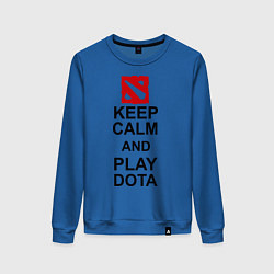 Свитшот хлопковый женский Keep Calm & Play Dota, цвет: синий