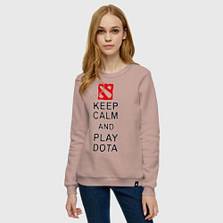 Свитшот хлопковый женский Keep Calm & Play Dota, цвет: пыльно-розовый — фото 2