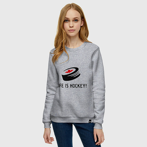 Женский свитшот Life is hockey! / Меланж – фото 3