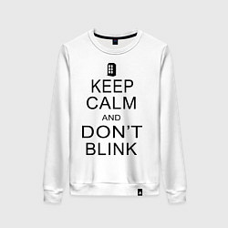 Свитшот хлопковый женский Keep Calm & Don't Blink, цвет: белый