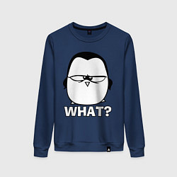Свитшот хлопковый женский What?, цвет: тёмно-синий