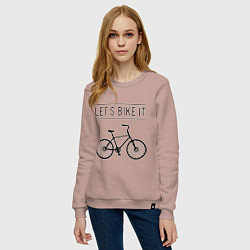 Свитшот хлопковый женский Lets bike it, цвет: пыльно-розовый — фото 2