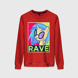 Свитшот хлопковый женский DJ Pon-3 RAVE, цвет: красный