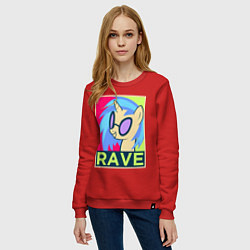 Свитшот хлопковый женский DJ Pon-3 RAVE, цвет: красный — фото 2