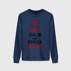 Свитшот хлопковый женский Keep Calm & Forza Milan, цвет: тёмно-синий