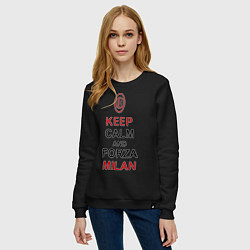 Свитшот хлопковый женский Keep Calm & Forza Milan, цвет: черный — фото 2