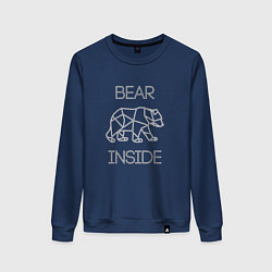 Свитшот хлопковый женский Bear Inside, цвет: тёмно-синий
