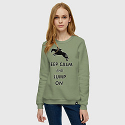 Свитшот хлопковый женский Keep Calm & Jump On, цвет: авокадо — фото 2