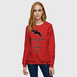 Свитшот хлопковый женский Keep Calm & Jump On, цвет: красный — фото 2