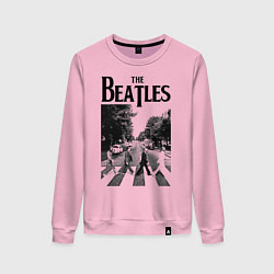 Свитшот хлопковый женский The Beatles: Mono Abbey Road, цвет: светло-розовый