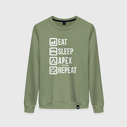Свитшот хлопковый женский Eat, Sleep, Apex, Repeat, цвет: авокадо