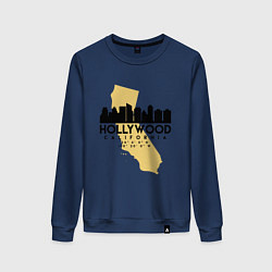Свитшот хлопковый женский Голливуд - США, цвет: тёмно-синий