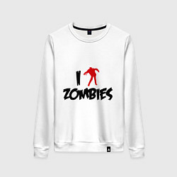 Свитшот хлопковый женский I love Zombies (Я люблю зомби), цвет: белый