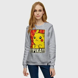 Свитшот хлопковый женский Pikachu: Pika Pika, цвет: меланж — фото 2