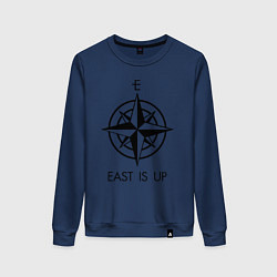 Свитшот хлопковый женский TOP: East is Up, цвет: тёмно-синий