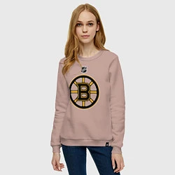 Свитшот хлопковый женский Boston Bruins NHL, цвет: пыльно-розовый — фото 2