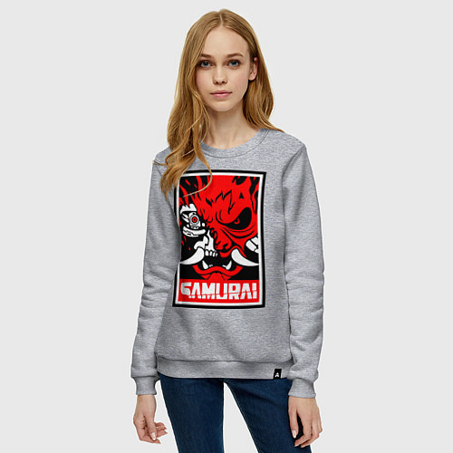 Женский свитшот Cyberpunk 2077: Samurai Poster / Меланж – фото 3