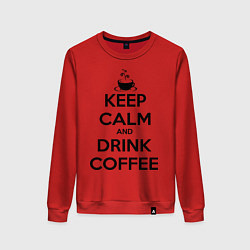 Свитшот хлопковый женский Keep Calm & Drink Coffee, цвет: красный