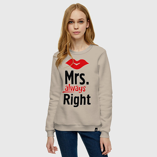 Женский свитшот Mrs. always right / Миндальный – фото 3