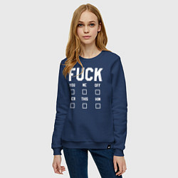 Свитшот хлопковый женский Fuck тест, цвет: тёмно-синий — фото 2
