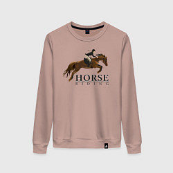 Свитшот хлопковый женский HORSE RIDING, цвет: пыльно-розовый