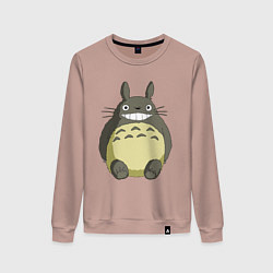 Свитшот хлопковый женский Тоторо, цвет: пыльно-розовый