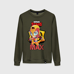 Свитшот хлопковый женский BRAWL STARS MAX, цвет: хаки