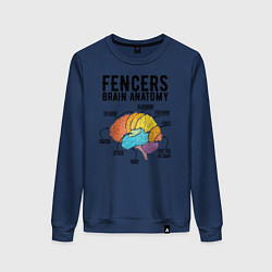 Свитшот хлопковый женский Fences Brain Anatomy, цвет: тёмно-синий
