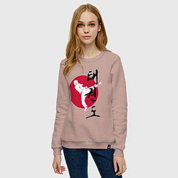 Свитшот хлопковый женский Тхэквондо, цвет: пыльно-розовый — фото 2