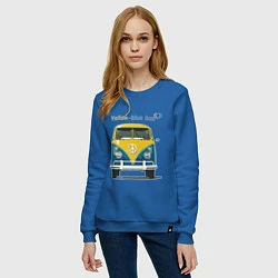 Свитшот хлопковый женский Я люблю вас Yellow-blue bus, цвет: синий — фото 2