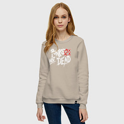 Свитшот хлопковый женский Punks not dead, цвет: миндальный — фото 2