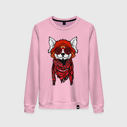 Свитшот хлопковый женский Красная панда, цвет: светло-розовый