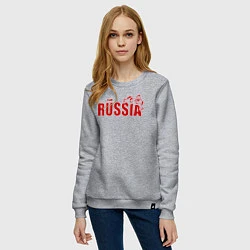 Свитшот хлопковый женский Russia, цвет: меланж — фото 2