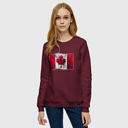 Свитшот хлопковый женский Канада, цвет: меланж-бордовый — фото 2