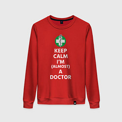 Свитшот хлопковый женский Keep calm I??m a doctor, цвет: красный