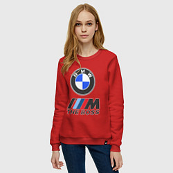 Свитшот хлопковый женский BMW BOSS, цвет: красный — фото 2