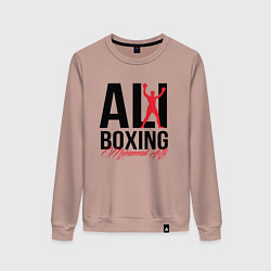 Свитшот хлопковый женский Muhammad Ali, цвет: пыльно-розовый